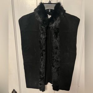 Fivedini Los Angeles suede, rabbit fur trimmed vest